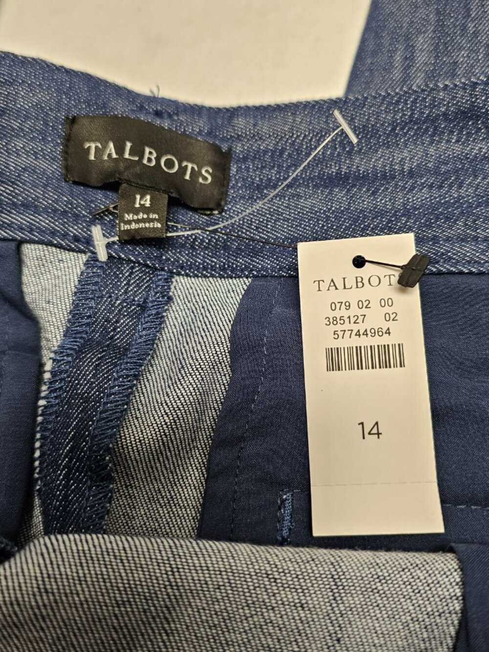 New Womens Jeans Blue Denim Talbots Flat Relaxed Chino Pants 14